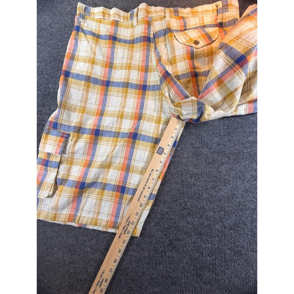 Wilderness Mens Plaid Cargo Shorts Multi Color Orange Blue Yellow Size 42 NWT